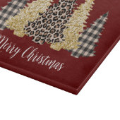 Kerstboom Luipaardprint Buffalo Plaid Glitter Snijplank (Hoek)