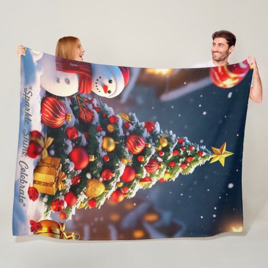 "Kerstboom Majesteit" Fleece Deken (In situ)