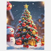 "Kerstboom Majesteit" Fleece Deken (Voorkant)