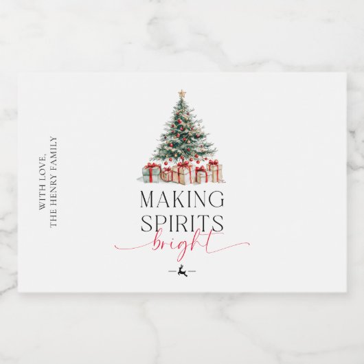 Kerstboom maken geesten helder geschenk likeurfles etiket (Enkel label)