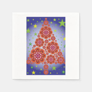 Kerstboom Mandala's Sterren Rood Blauw Groen Kleur Servet