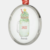 kerstboom Mason Jar Green Milkshake Metalen Ornament (Links)