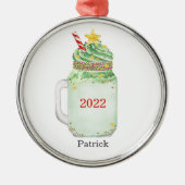 kerstboom Mason Jar Green Milkshake Metalen Ornament (Voorkant)