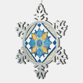 Kerstboom mediterrane tegel tin sneeuwvlok ornament (Rechts)