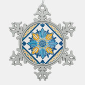 Kerstboom mediterrane tegel tin sneeuwvlok ornament (Voorkant)