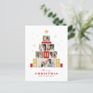 Kerstboom, meerdere moderne fotovakantiekaart feestdagenkaart