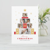Kerstboom, meerdere moderne fotovakantiekaart feestdagenkaart (Staand voorkant)