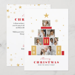 Kerstboom, meerdere moderne fotovakantiekaart feestdagenkaart