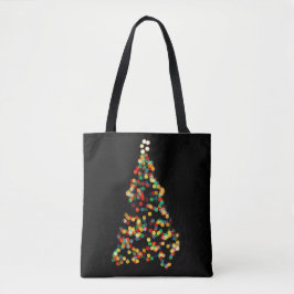 Kerstboom, meerkleurige lichten, bokeh tote bag