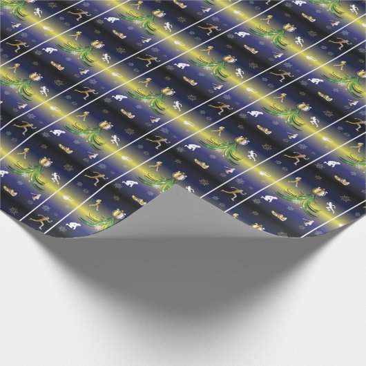 Kerstboom - Meisjes die lopen Cadeaupapier (Hoek)