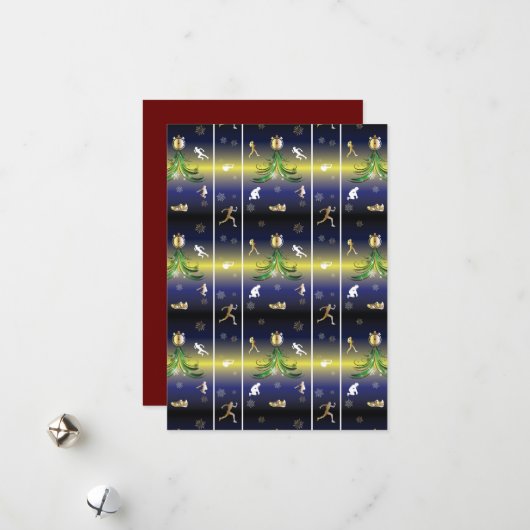 Kerstboom - Meisjes die lopen Feestdagenkaart (Voorkant / Achterkant in situ)