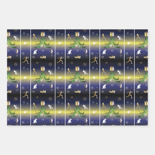 Kerstboom - Meisjes die lopen Inpakpapier Vel (Voorkant 3)