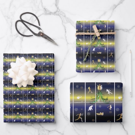 Kerstboom - Meisjes die lopen Inpakpapier Vel (Voorkant)