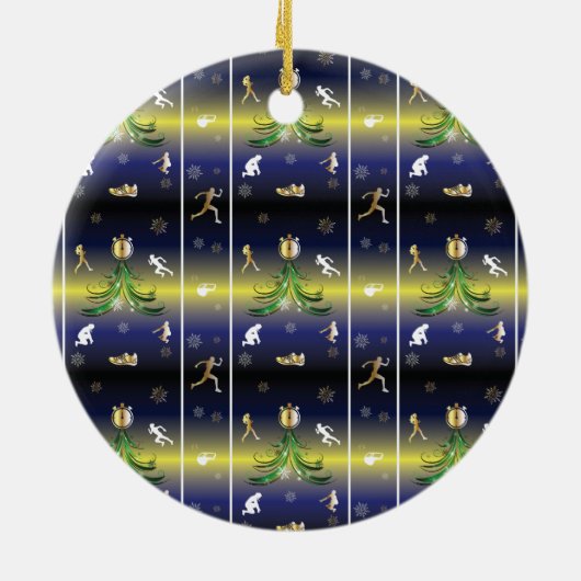 Kerstboom - Meisjes die lopen Keramisch Ornament (Achterkant)