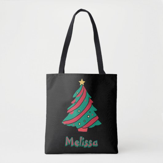 Kerstboom Meisjes Naam Black Shopping Tote Bag (Voorkant)