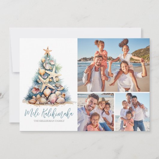 Kerstboom Mele Kalikimaka Beach Foto Feestdagenkaart (Voorkant)