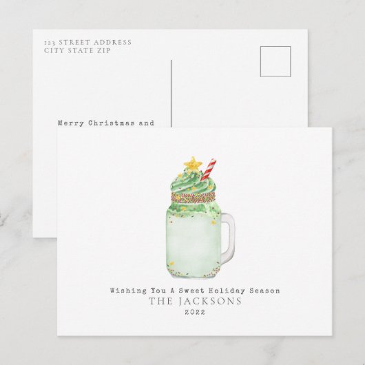 Kerstboom: melkdruk feestdagenkaart (Voorkant / Achterkant)