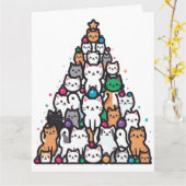 Kerstboom Meowy Kerstmis Kerstman Paws Kat Kaart (Gele Bloem)