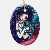 Kerstboom Mermaid Cadeaus Art van Hannah Lynn Keramisch Ornament (Achterkant)
