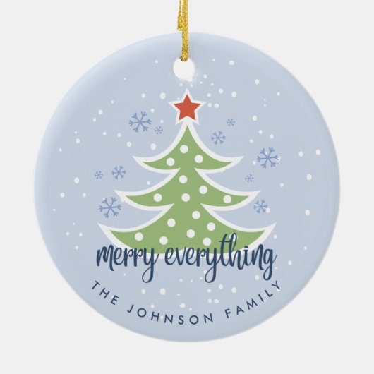 Kerstboom Merry Alles gepersonaliseerd Keramisch Ornament (Achterkant)