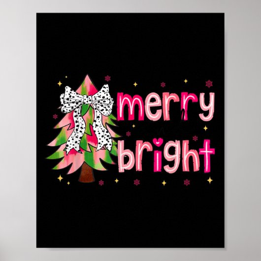 Kerstboom Merry And Bright Nk Coquette Boog Wo Poster (Voorkant)