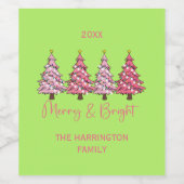 Kerstboom Merry and Bright op maat Wijn Etiket (Enkel label)