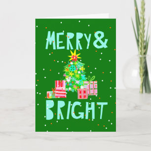 Kerstboom Merry & Bright Feestdagen Kaart