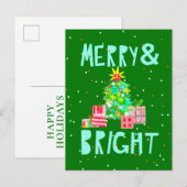 Kerstboom Merry & Bright Feestdagenkaart (Voorkant / Achterkant)