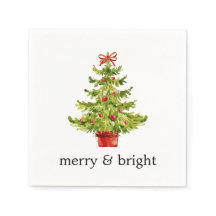 Kerstboom Merry & Bright Watercolor Papier
