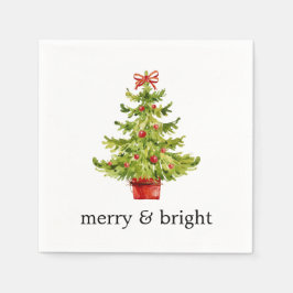 Kerstboom Merry & Bright Watercolor Papier Servet