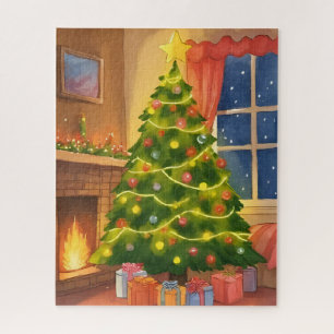 Kerstboom Merry Christmas Schilderij Legpuzzel