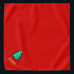 Kerstboom met 8-bits Pixel Art Red Funny Xmas naam Bandana<br><div class="desc">Kute pixel art kerstboom met naam om zich te personaliseren.</div>