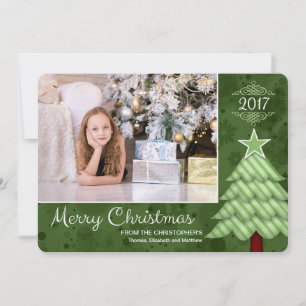 Kerstboom met aangepaste foto/naam/datum feestdagenkaart