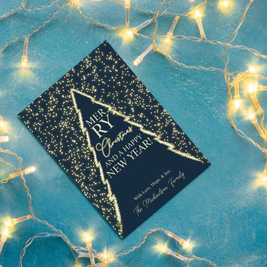 Kerstboom met blaaslicht feestdagenkaart