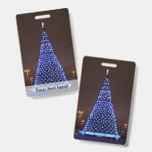 Kerstboom met blauwe lichten badge (Voor- en achterkant)