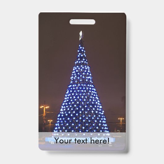 Kerstboom met blauwe lichten badge (Voorzijde)