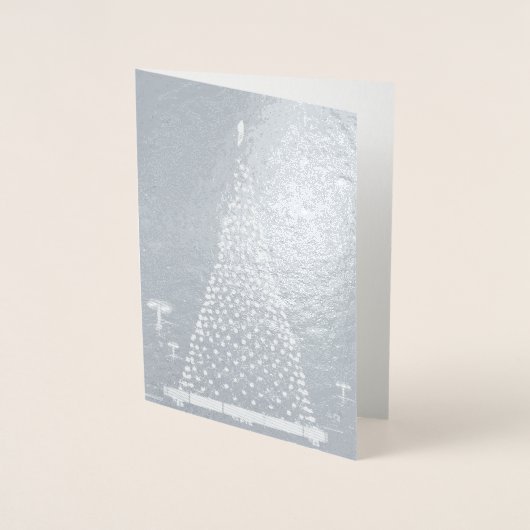 Kerstboom met blauwe lichten folie kaarten (Voorkant)
