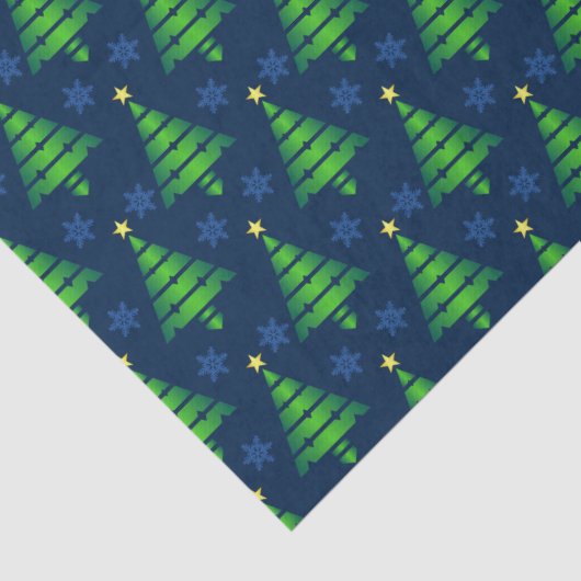 kerstboom met blauwe sneeuwvlok en achtergrond tissuepapier (Detail)