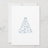 Kerstboom met blauwe strik bruiloftfeest  bedankkaart (Achterkant)