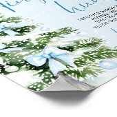 Kerstboom met blauwe strikken Klein baby-jachtspel Poster (Hoek)