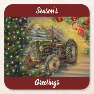 kerstboom met Boerderij Kartonnen Onderzetters