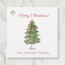 Kerstboom met Bogen Familie Gift Favoriet Tags Bedankjes Labels