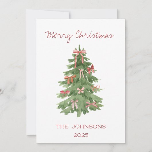 Kerstboom met bogen Flat Holiday Kaart (Voorkant)