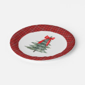 Kerstboom met boog en plaid papieren bordje (Gekanteld)