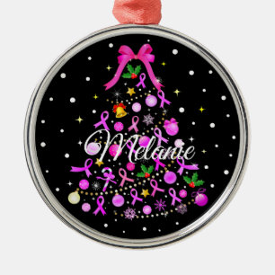 kerstboom met borstkanker metalen ornament