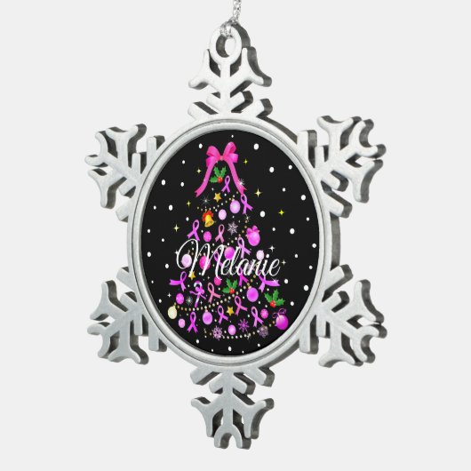 kerstboom met borstkanker tin sneeuwvlok ornament (Rechts)