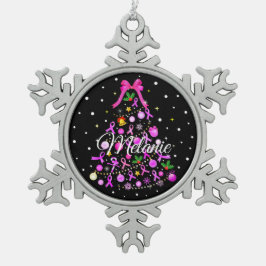 kerstboom met borstkanker tin sneeuwvlok ornament