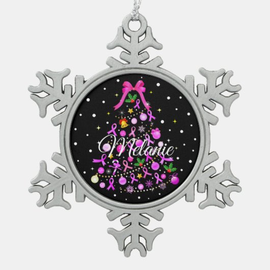 kerstboom met borstkanker tin sneeuwvlok ornament (Voorkant)