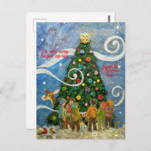 kerstboom met Briefkaart Carolers (Voorkant / Achterkant)