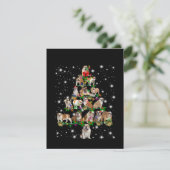 Kerstboom met bulldog, bedekt door vlieglicht bedankkaart (Staand voorkant)